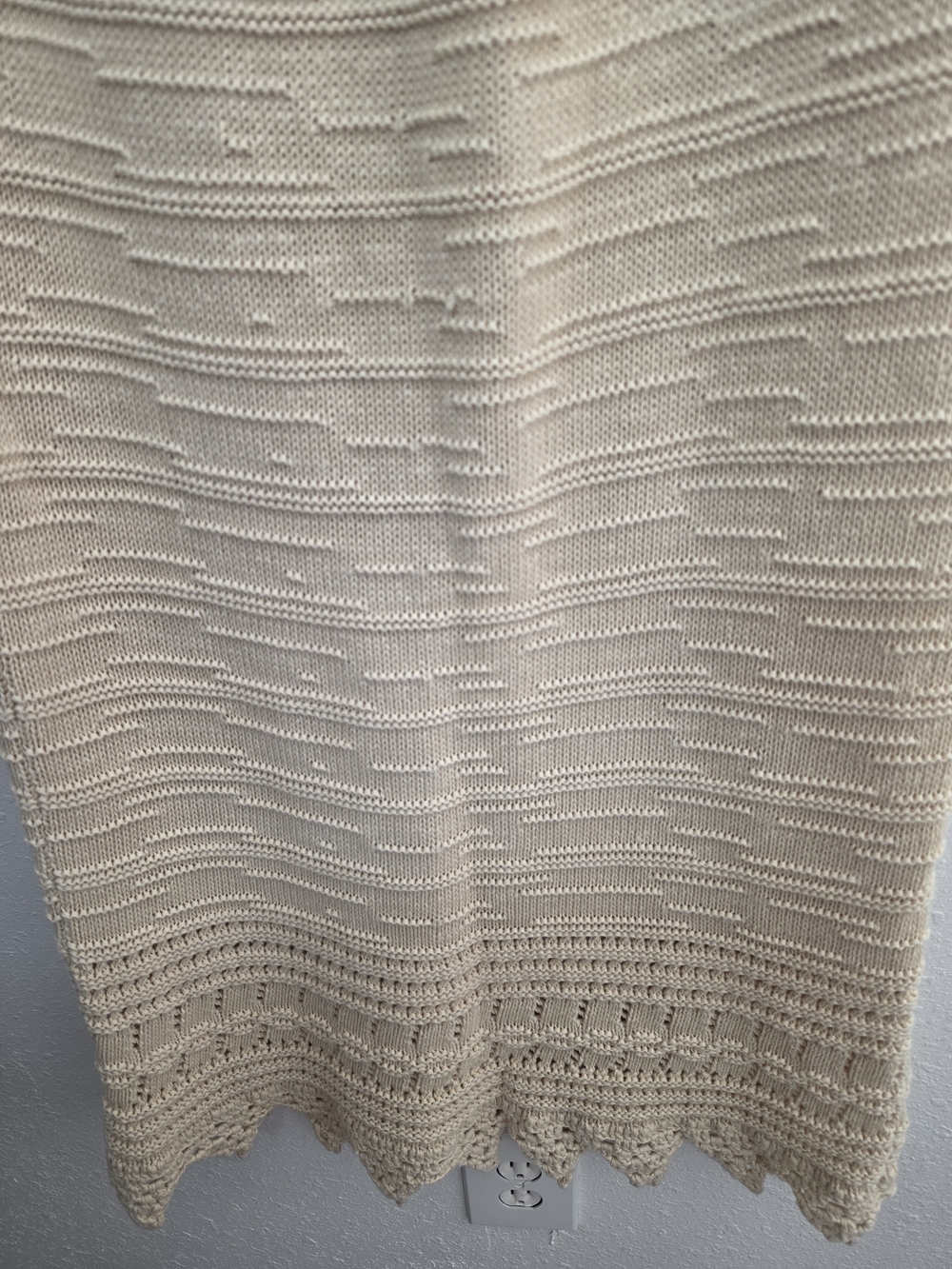 Double D Ranch Linen Cotton Knit Maxi Skirt Cream Crochet Scalloped Western M - Picture 5 of 7